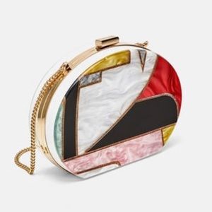 ZARA GEOMETRIC PRINT MINAUDIÈRE CLUTCH